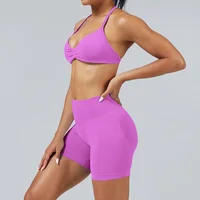 HISTELLO Impacts Strappy Bra Gym Top High Support With Pads bra Women Seamless Halter Sports Bras Scrunch Workout Yoga Underwear - Image 5