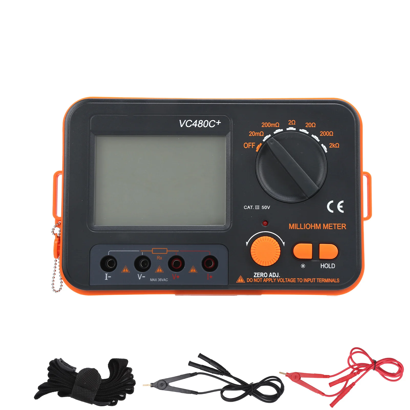 Hand Held Resistance Tester VC480C 0.01m&Omega;‑2k&Omega; 6‑Gear Digital Milliohmmeter 4‑Wire Measurement Low Resistance Tester resistance tester