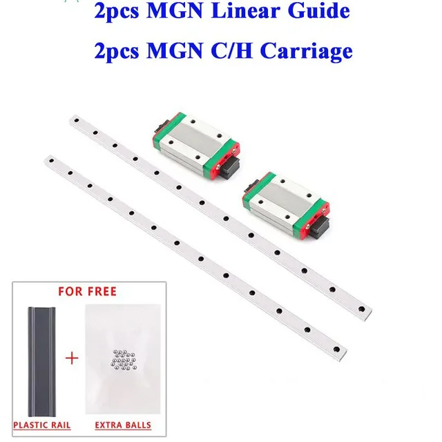 2pcs MGN7 MGN9 MGN12 MGN15 L from100mm ถึง 1000 มม.ขนาดเล็ก Linear Rail สไลด์ + 2pcs MGN Linear ท่องเที่ยว MGN Carriage 3D เครื่องพิมพ์ 1