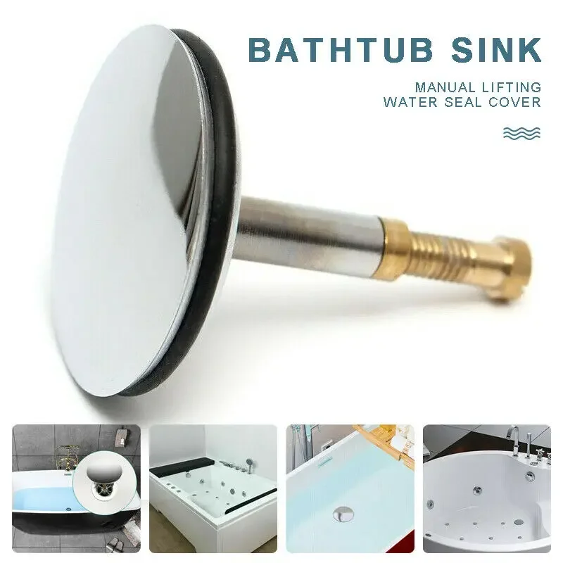43mm Bathtub Plug Replacement Bath Pop Up Waste Plug Only Flat Seal Brass Bathroom Tub Drain Drainer Strainer 1pc washbasin plug washbasin leak plug