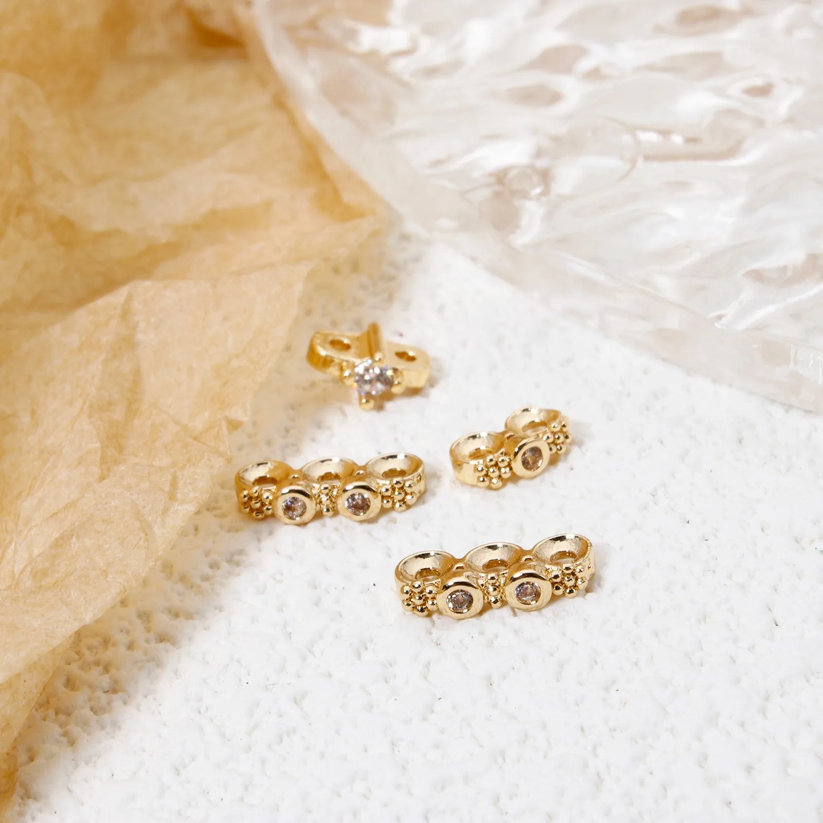 5/10 PCs Messing Spacer Perlen für DIY Armband Schmuck machen Erkenntnisse 14K echt vergoldet klare Zirkonia Perlen Zubehör – Detail 9