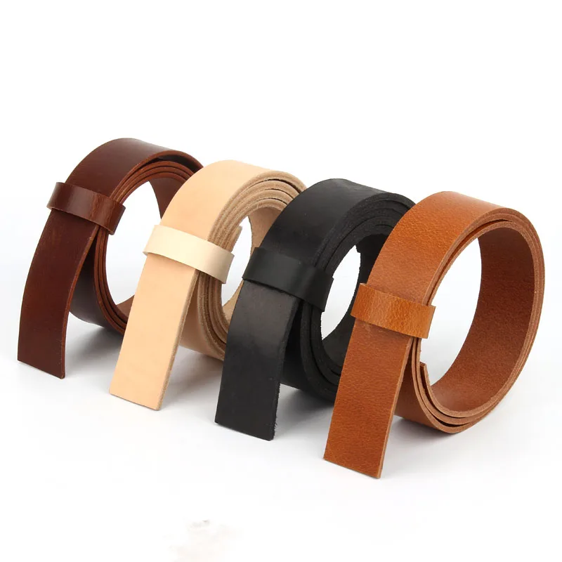 순수 소 가죽 원래 색상 야채 무두질 가죽 벨트 스트립 여성과 남성을위한 반제품 머리없는 바지 벨트 수제 DIY