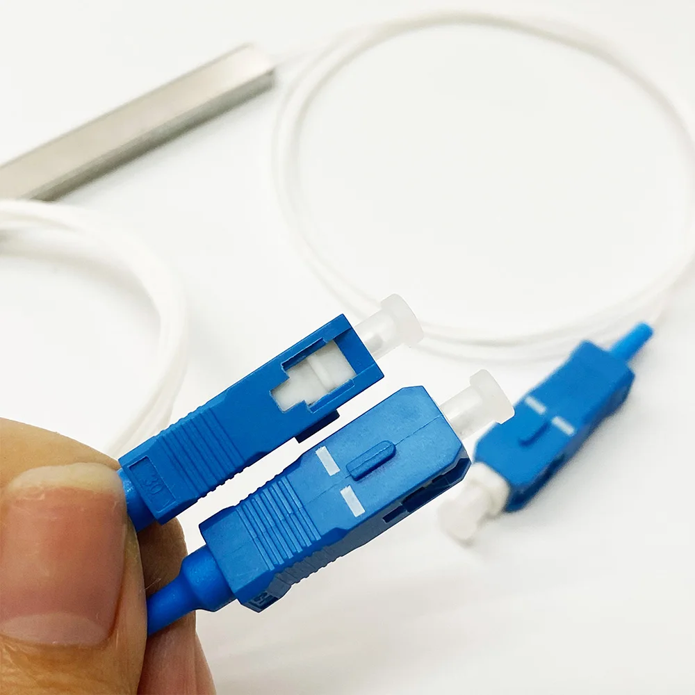 10 PCS Optical Splitter SC UPC 0.9mm 1X2 FTTH Fiber Optic Splitter SC UPC PLC Optical Coupler Singlemode Simplex Steel Pipe PVC