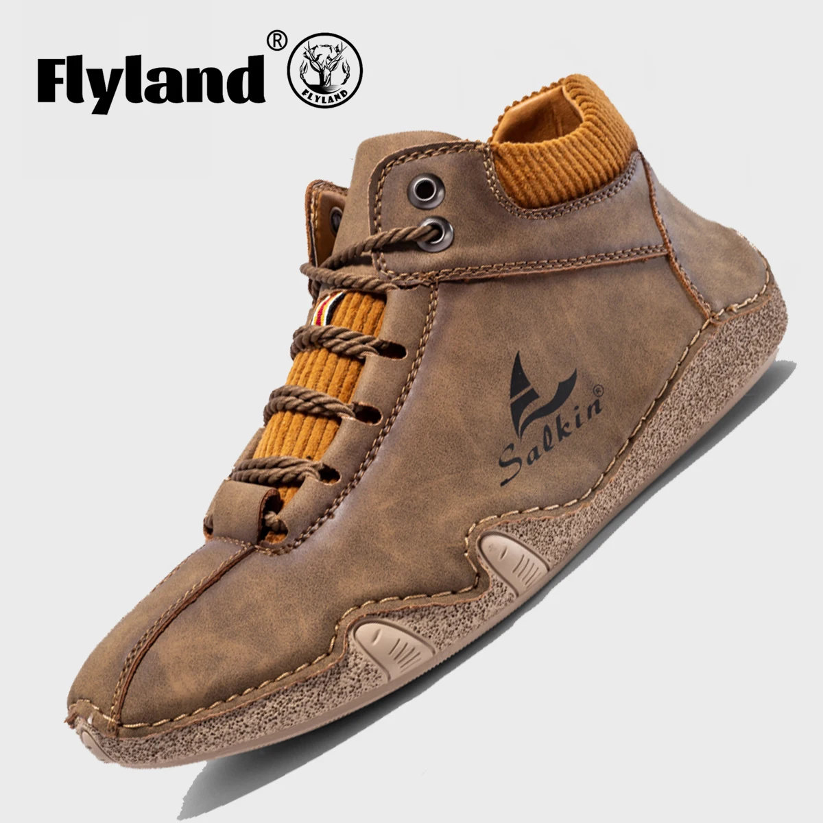 

FLYLAND модные винтажные мягкие деловые повседневные ботильоны с ручной строчкой, женские ботинки для вождения, рабочая офисная обувь