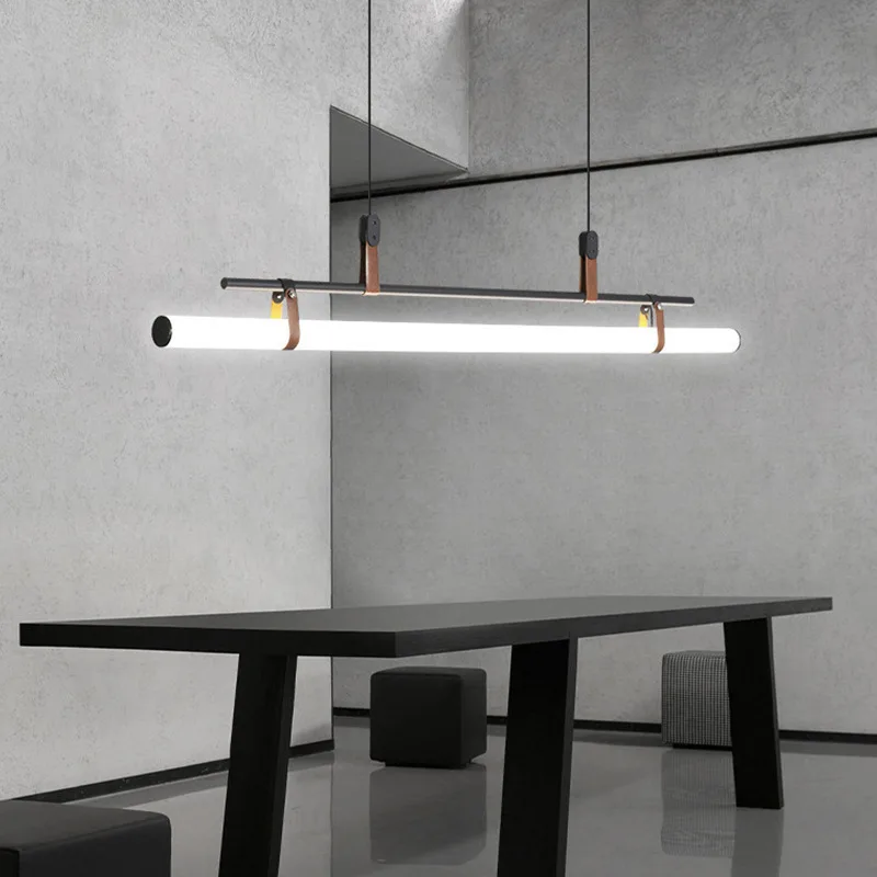 Pendant Lights Pendant Lamp Chandelier Lighting for Nordic Minimalist Restaurant Study Room Office Front Desk Coffee Shop Cashier Counter Bar Counter Straight Strip Chandelier