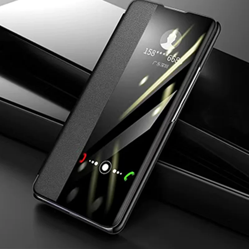 Luxury Window View PU Leather Flip Phone Case - Protective Capa