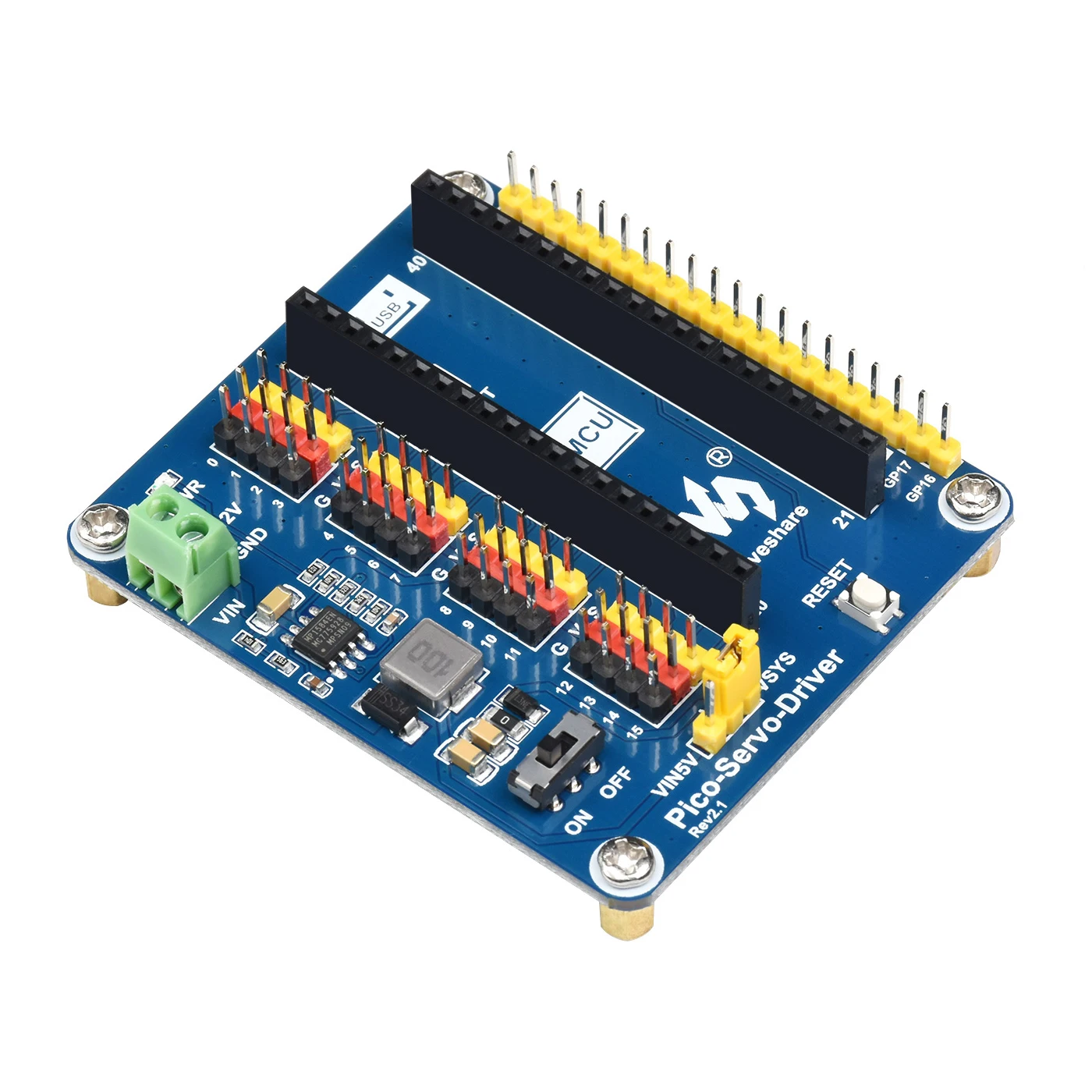 Escudo do Módulo Servo Motor Driver Placa de Expansão Hat para Rpi Raspberry pi Pico Rp2040 w wh 16 Bits Pwm