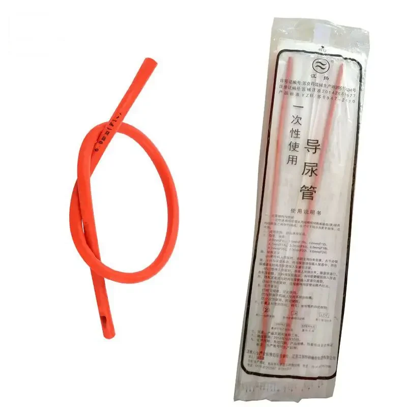 Disposable Foley Catheter 20pcs / 5pcs Disposable Silicon-coated Red Latex Foley Catheter 38cm Fr8-Fr18