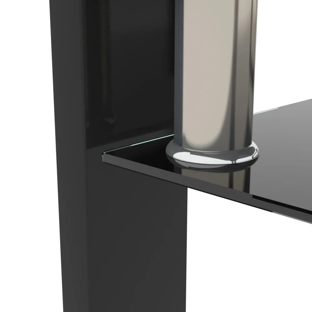 Coffee Table, Glass Coffee Tables with Storage Shelf, Black 5