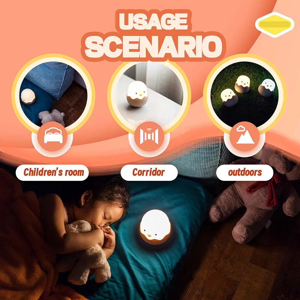 Duck Silicone Night Light for Children With Timer Usb Rechargeable Dimming Touch Lamp Sleeping Bedroom Cartoon Animal Decor Gift 5
