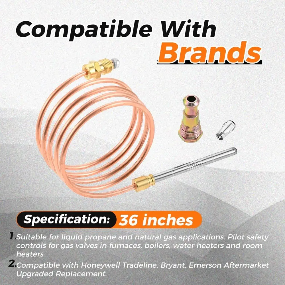 Furnace Fireplace Gas Water Heater 36" Safe Thermocouple Sensor Q340A1090 fit for Honeywell Tradeline Bryant Emerson Honeywell