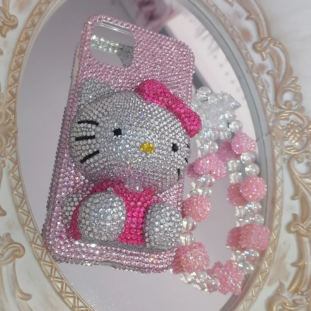 Rhinestone Bling Crystal Phone Case Chain For iPhone 11 12 13 14 Pro Max X Xs XR 7 8 Plus SE 2 3 10 Transparent Bumper Cover