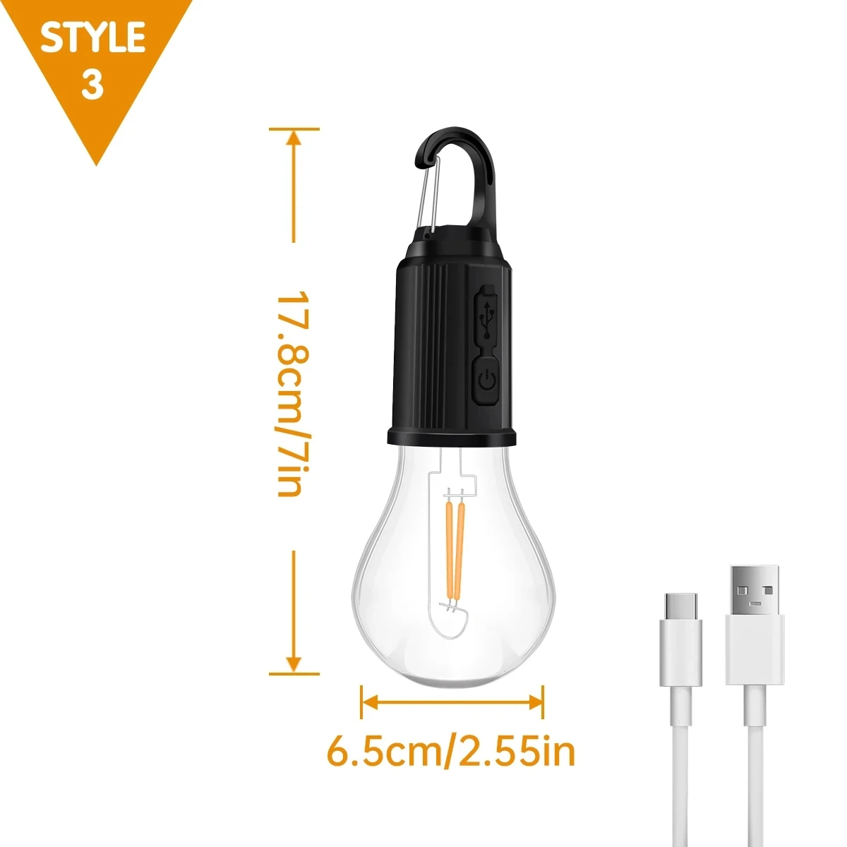 ตัวเลือกสินค้า ไฟ LED ตั้งแคมป์ USB 3 โหมด หรี่แสงได้