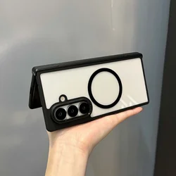 Magnetic Matte Wireless Charging Shockproof Phone Case - Galaxy Z Fold5 (Transparent)