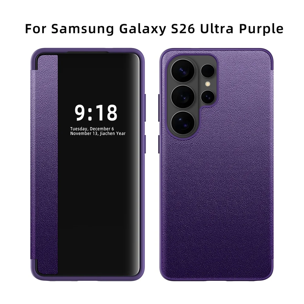 Leather Smart Flip Cover with Screen Protector - Shockproof Silicone Case