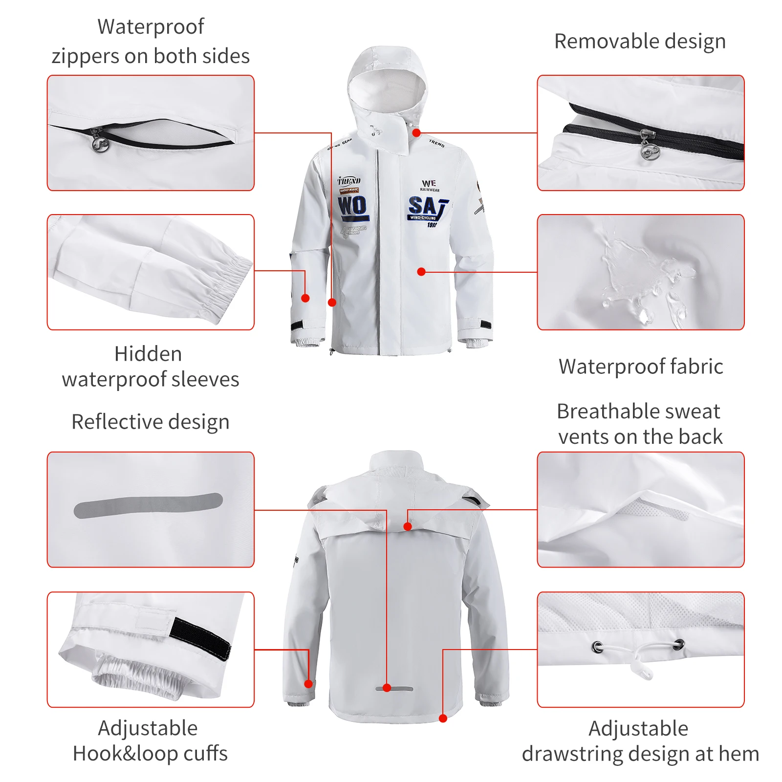 WOSAWE Motorcycle Raincoat Waterproof Reflective Moto Rain Jacket Motocross Rain Coat Men Women Cycling Motocross Gear motorcycle jacket motorcycle raincoat bike raincoat