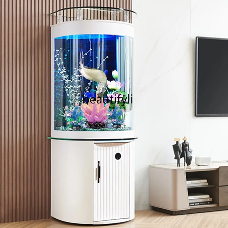 

Semicircle Bottom Filter Glass Fish Tank Fish Globe Ecological Automatic Circulation against the Wall Aquarium