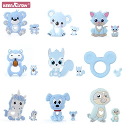 Keep&Grow 2Pcs/Set Silicone Teether  beads Cartoon Koala Unicorn Baby Teether Food Grade Toys For DIY Necklace Accessorie