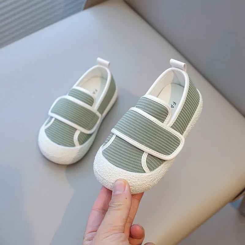 Stripe Cloth Vamp Baby Shoes for Everyday Slip On Shallow Children Shoes Girls Boys Sneakers Ins Skin-friendly Kids