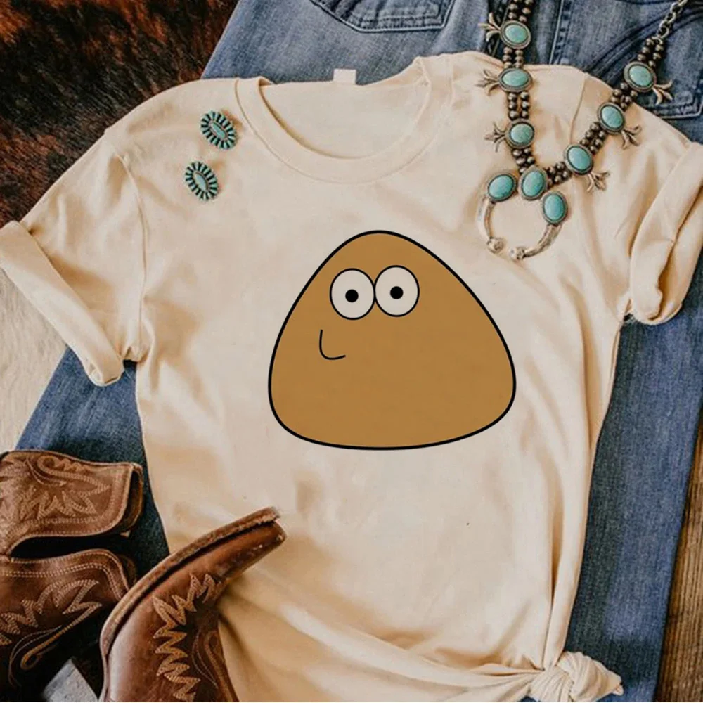 

Pou t shirt women graphic Tee girl designer anime clothing