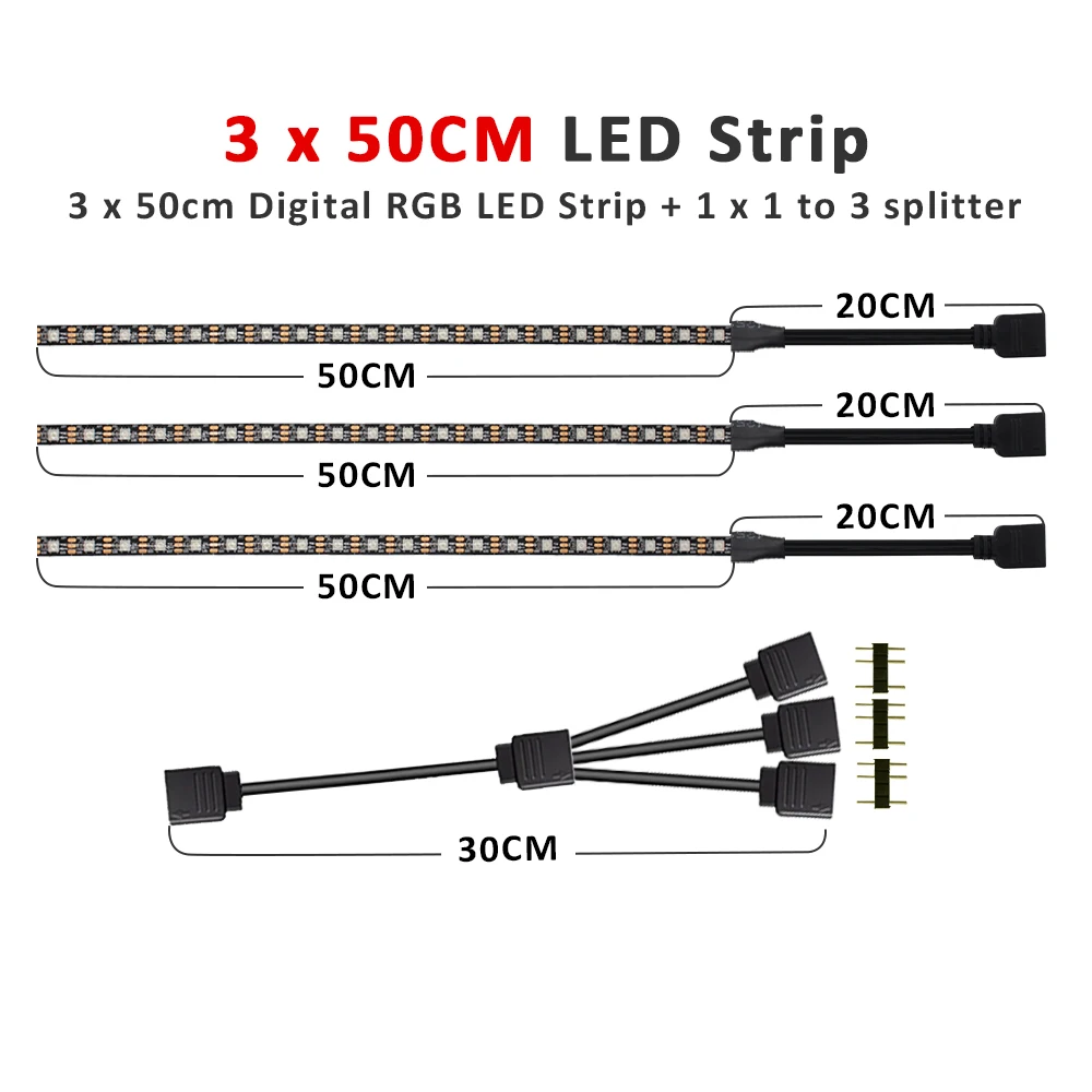 ตัวเลือกสินค้า แถบไฟ LED ARGB ปรับสีได้ ตกแต่ง PC
