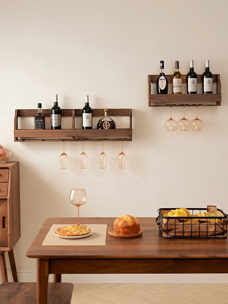 Wine rack Solid Wood Wall Wine Storage Rack Whiskey and Red Wine Wall Mounted Bar Household Hanging Cabinet #0070