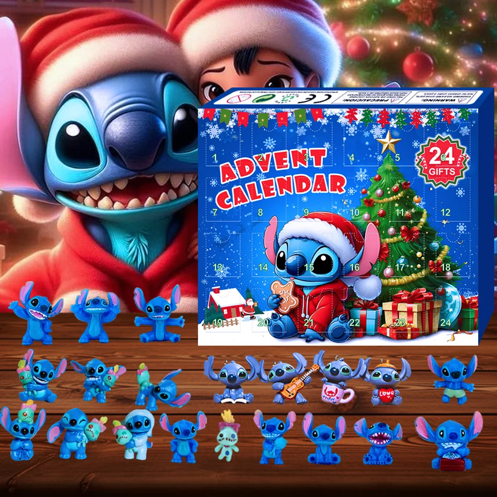 Christmas Countdown Calendar Christmas Stitch Toy Advent Calendar PVC Anime Figure Calendar Box 24 Day Countdown Gift