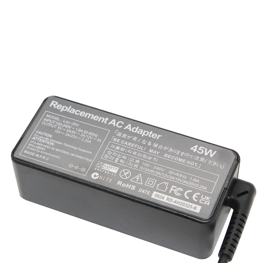 레노버 ADLX45NLC3 ADLX45NDC3A ADLX45NCC3A 0C19880 59370508 ADLX45NLC3A용 20V 2.5A 45W 타입 C AC 어댑터 충전기