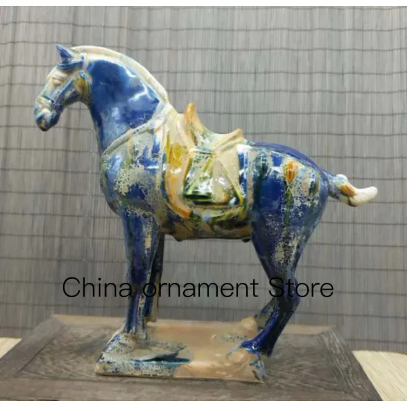 

Collect China Ceramics Tri-Color Glazed Pottery Tang Dynasty War-horse Statue