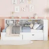 Daybed with Storage Drawers and Bookcase, L-Shape Daybed with USB Ports and Headboard with Storage Headboard, Corner Bed Frame 3