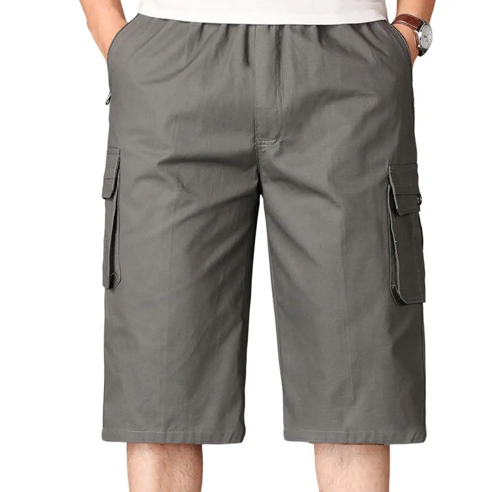 

Men Shorts Straight Drawstring Loose Cropped Pants
