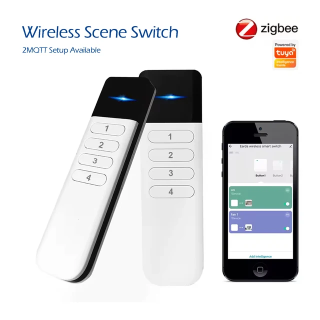 Tuya ZigBee รีโมทคอนโทรลไร้สายแบบพกพา 4 ชุดฉาก Dimming สวิตช์อัตโนมัติชีวิตอัจฉริยะ APP Assistant 2MQTT 1