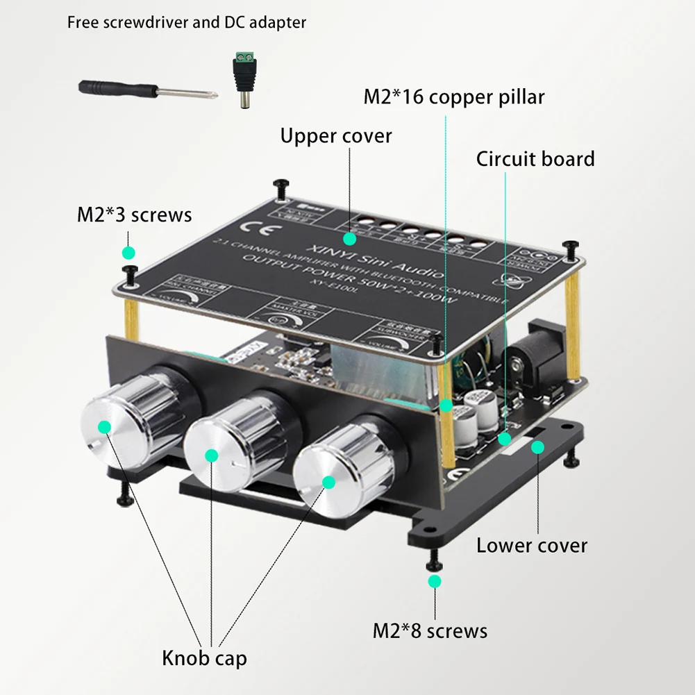 XY-E100L 앱 컨트롤 2.1 채널 무선 서브우퍼 모듈, 50W x 2 + 100W 앰프