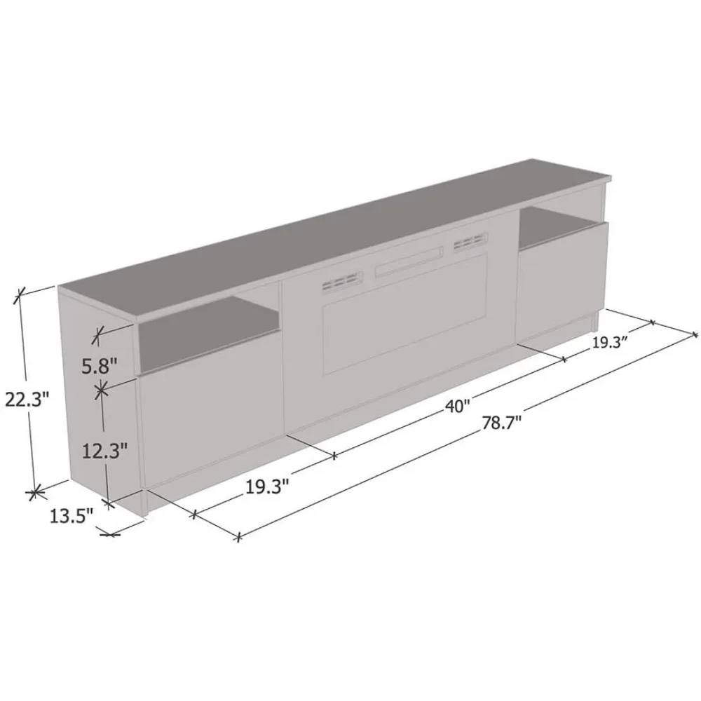 TV Stand with Electric Fireplace - Modern High Gloss TV Stand with Storage Cabinets and Led Lights 5