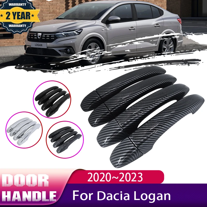 Car Black Carbon Fiber Exterior For Dacia Logan Renault Taliant Mk3 Iii 3  2020~2023 Auto Door Handle Cover Abs Car Accessories - Car Stickers -  AliExpress