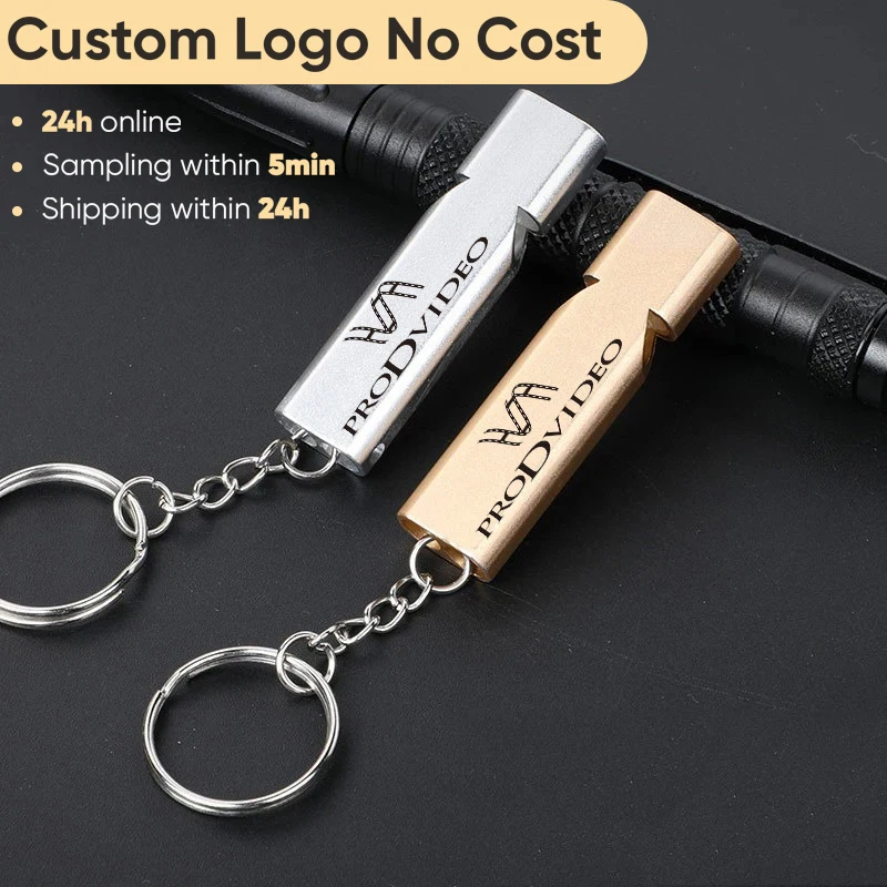 Flat Aluminum Alloy Dual Frequency Survival Whistle Double Tube Outdoor Survival Whistle Equipment Equipped EDC Tool