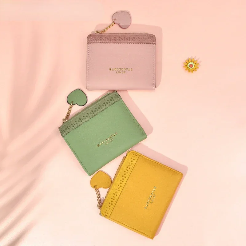 

Новый маленький кошелек женский студенческий однотонный простой кошелек Складной двойной маленький тонкий вместительный кошелек для монет