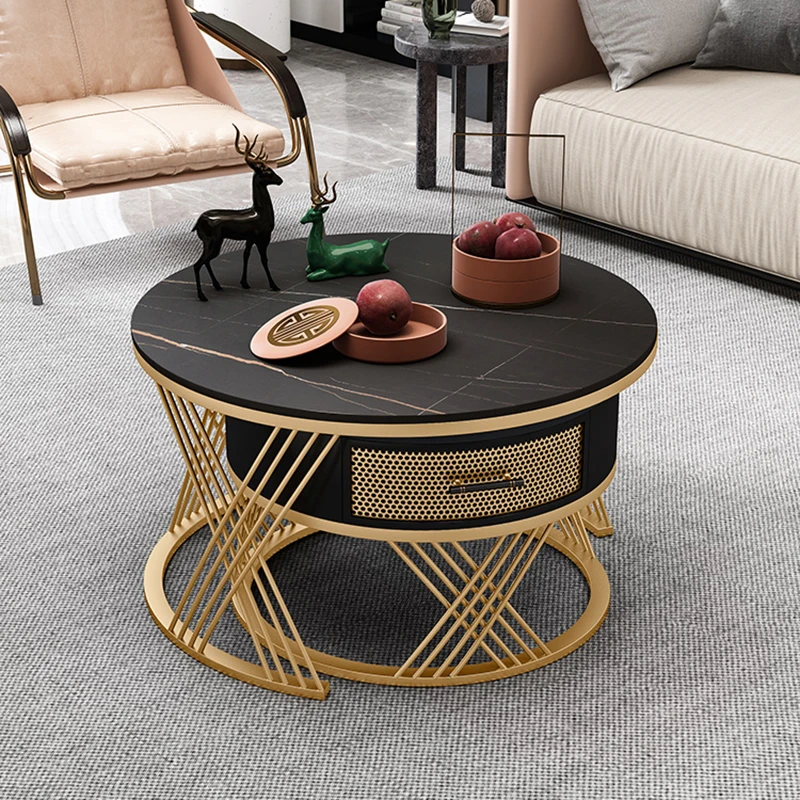 

Nordic Black Round Storage Table Living Room Gold Modern Small Round Table Marble Hallway Mesas De Centro Para Sala Furniture