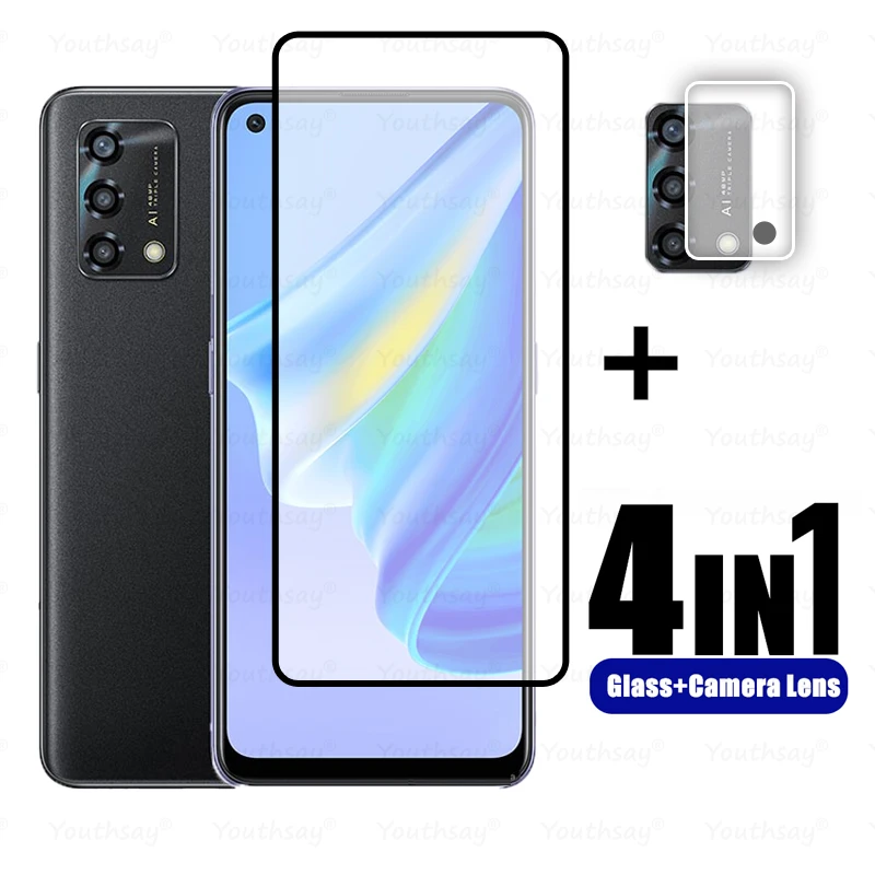 

2Pcs For OPPO A95 4G Glass Full Tempered Protective glass for OPPO A94 4G 5G A95 A74 4G 5G A53 A54 Camera glass For OPPO A95 4G