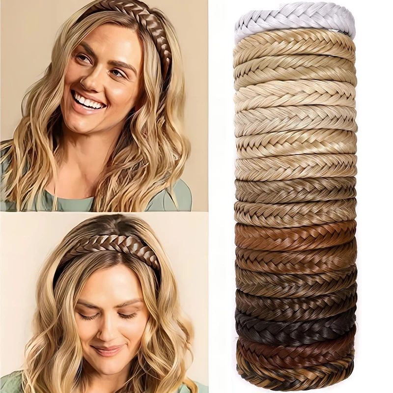 

Нескользящая простая повязка на голову в стиле ретро, повязка на голову с переплетенными волосами, женские повязки для волос с рыбьими косичками, обруч для волос, милые аксессуары для укладки волос