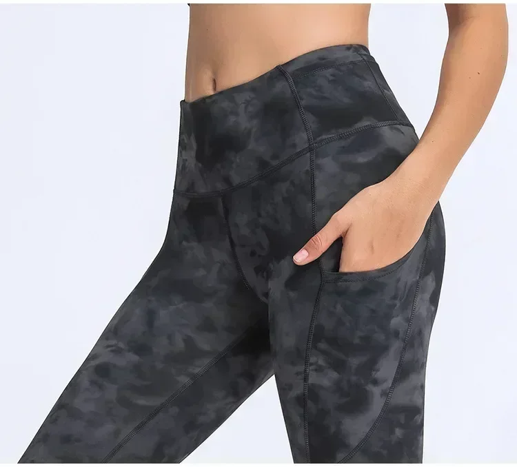 Women High Waist Elasticity Multi-pocket Workout Sports Leggings Fast Free Yoga Pants 25 