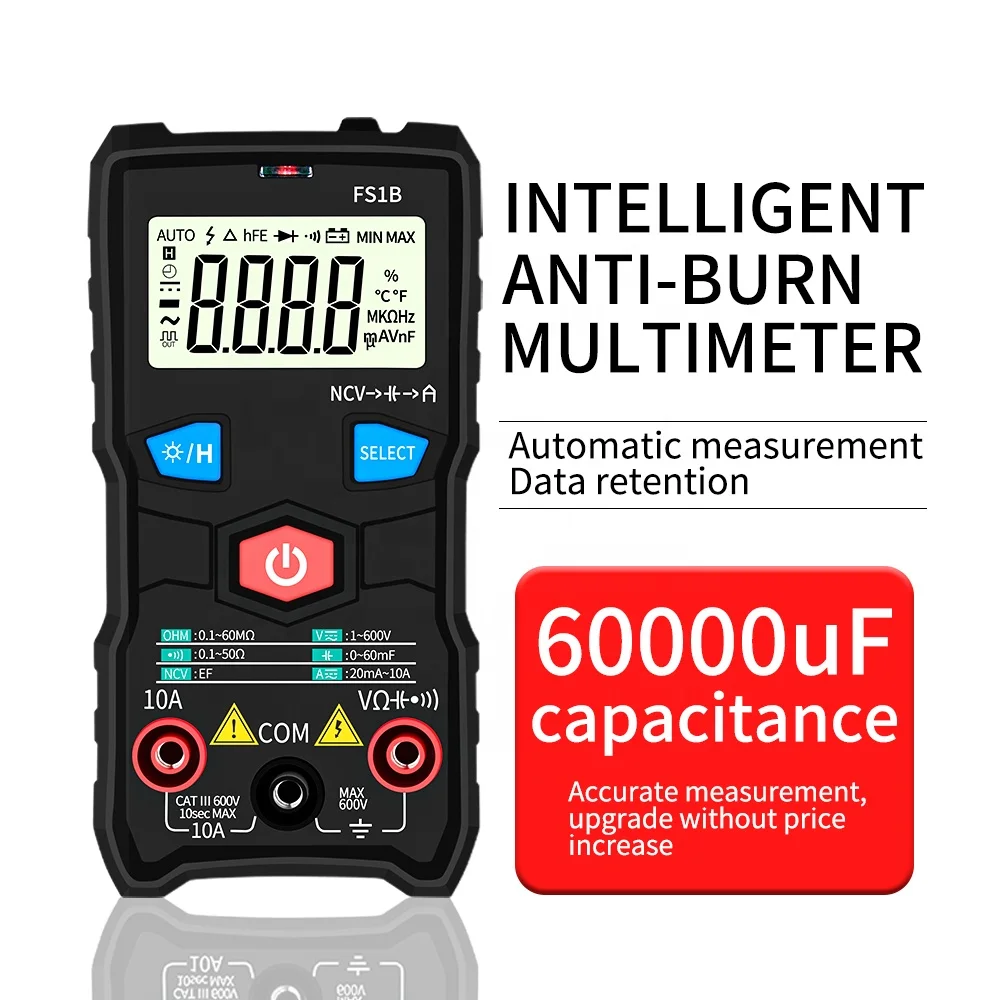 digital multimeter mt 1820 high precision automatic range intelligent anti burning dual digital display multi purpose multimeter LED flash light+backlight LCD display automatic measuring FS1B digital multimeter with silicone protective sleeve