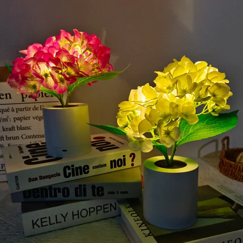

Valentine's Day LED Rose Hydrangea Garden Lamp USB Rechargeable Light Lily Garden Flower Lamp Yard Patio Lawn Path Wedding Light