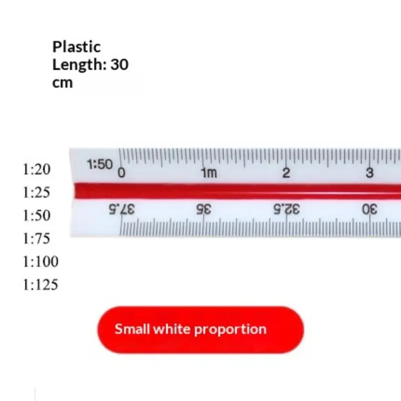 30cm 미터법 삼각 스케일 자 1:20-1:500 금속 플라스틱 건축 엔지니어 제도 ..