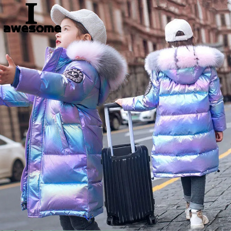 Piumino Invernale 2023 Per Ragazze Cappotto Impermeabile Lucido Con Cappuccio Per Bambini Capispalla Abbigliamento 5-14 Anni Adolescente Parka Snowsui
