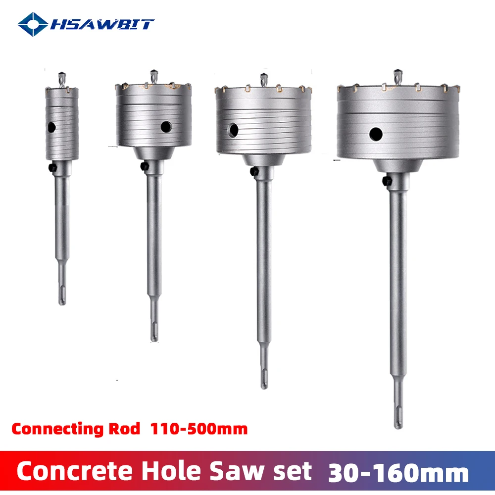 

SDS Plus 110-500MM Wall Hole Saw Drill Bit Cutter Tools With Round Shaft Masonry Hole Cutter For Brick Concrete Cement Wall