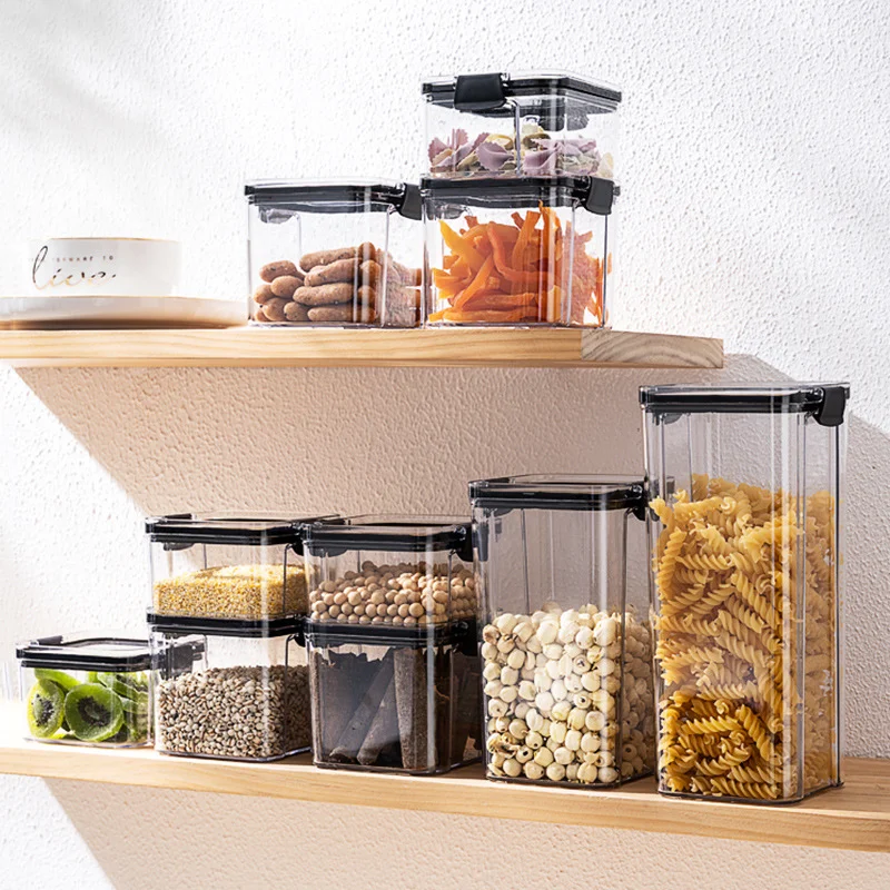 Kitchen Storage Box Food Grade Plastic Cans For Whole Grains Snacks Dry Goods Tea Storage Container