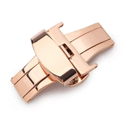 Premium Stainless Steel Watch Clasp Buckle for Leather Bands - Available in 4 Elegant Colors (Rose Gold)