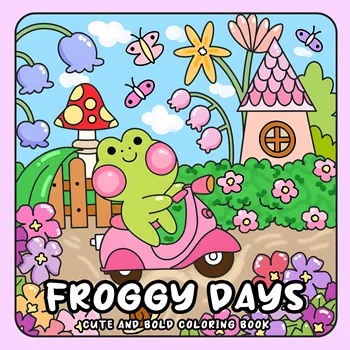 FROGGY DAYS Bold-easy Patterns Coloring Book for Adults Cute Drawing Book Perfect Gift for Party and Birthday 1