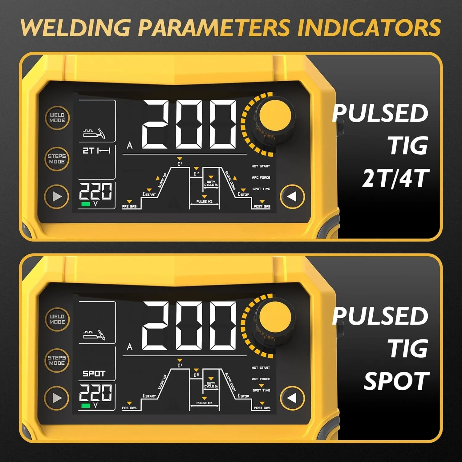 TIG Welder with Pulse Multifunctional TIG Welding Machine DC TIG/Spot TIG/Stick 110&220V Dual Voltage with Large Digital Display 5